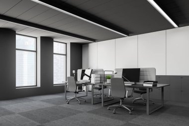 Beyaz ve gri alan office köşe açın