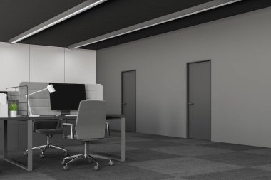 Bilgisayar masası ile ofis işyeri iç