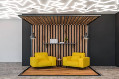 Koltuklar ile gri ofis bekleme odası