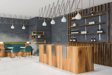 Yeşil sandalye ve bar ile Pub iç