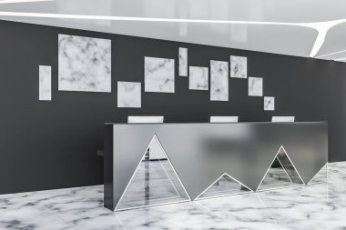 Siyah ofis lobisinde resepsiyon kontuacı