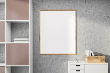 Kitaplık ile beton odada poster kadar Mock