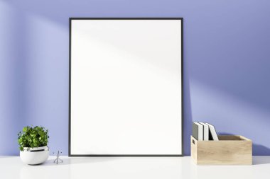 Picture frame on table in purple room clipart