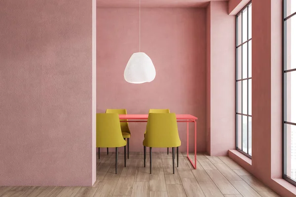 Pink dining room interior — Stock Photo, Image