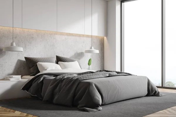 Loft angolo camera da letto bianco e pietra — Foto Stock