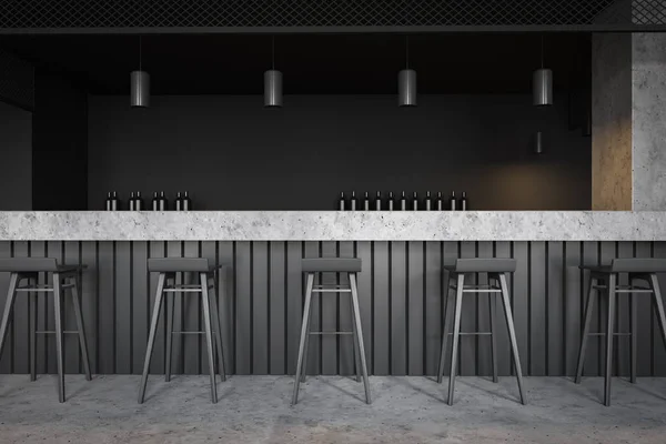 Interiör av mörk loft stil pub med bar Counter — Stockfoto