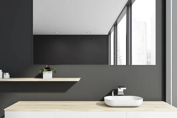 Lavabo de baño en habitación gris — Foto de Stock