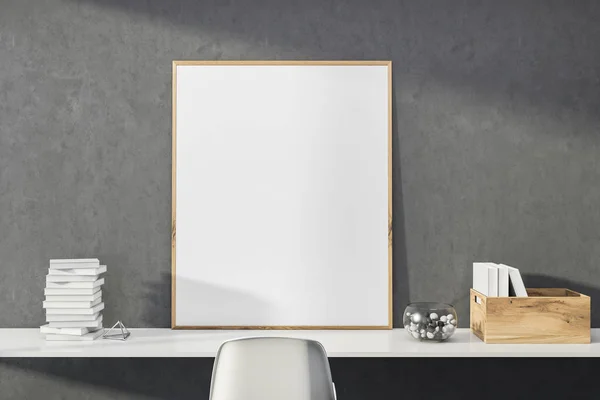 Mock up picture frame on table with chair — Stock Photo, Image