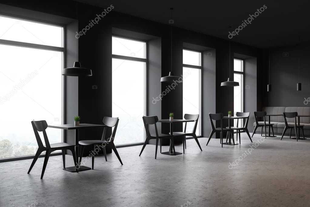 Dark loft style restaurant interior