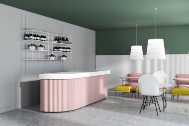 Modern yeşil ve beyaz pub iç