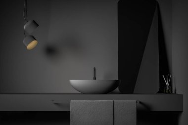 Gri banyo lavabo yakın çekim