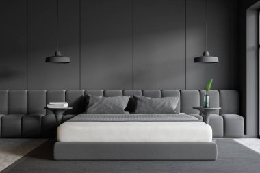 Gri ana yatak odası iç