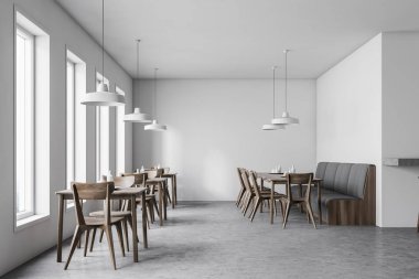 Kanepeli beyaz kafe.