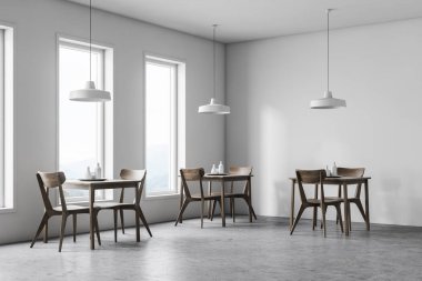 Beyaz modern kafenin köşesi