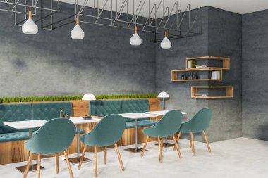 Yeşil sandalyeler restoran iç