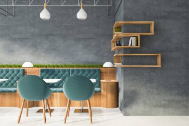 Raflar ile Loft kahve dükkanı iç