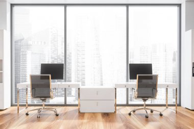 Beyaz panoramik yönetici ofis içi