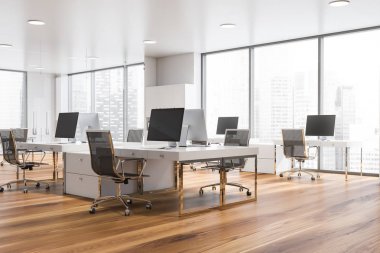 Beyaz açık alan panoramik ofis Köşesi