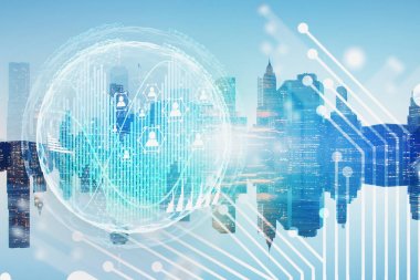 Küresel insanlar ağ soyut arka plan şehirde