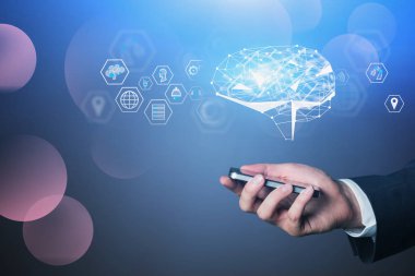 Telefon ile Adam el, Ai beyin hologramı ve simgeler