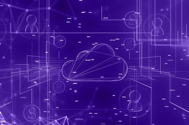 Bulut bilgisayar ve insan ağı arka planı