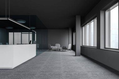 Lounge ile gri ofiste Resepsiyon masası
