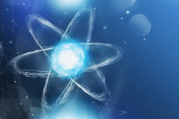 Blue atom model abstract background — Stock Photo, Image