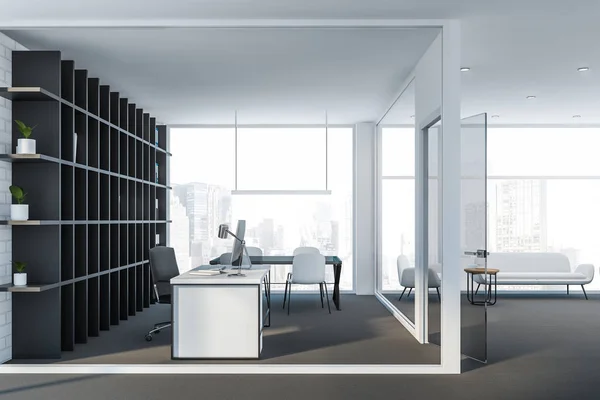White manager office interior with lounge — 스톡 사진
