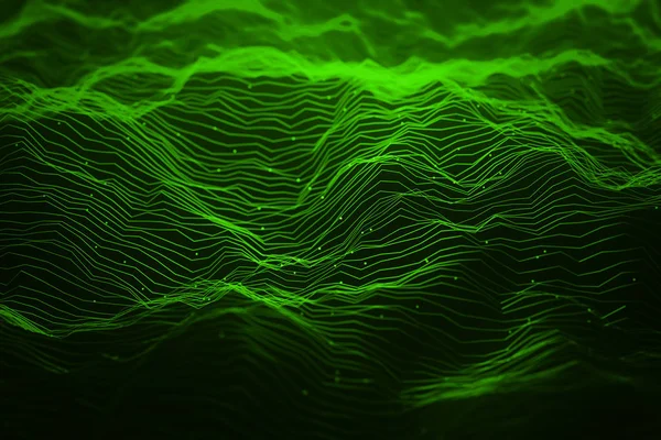 Fondo de ondas de luz de neón verde abstracto — Foto de Stock