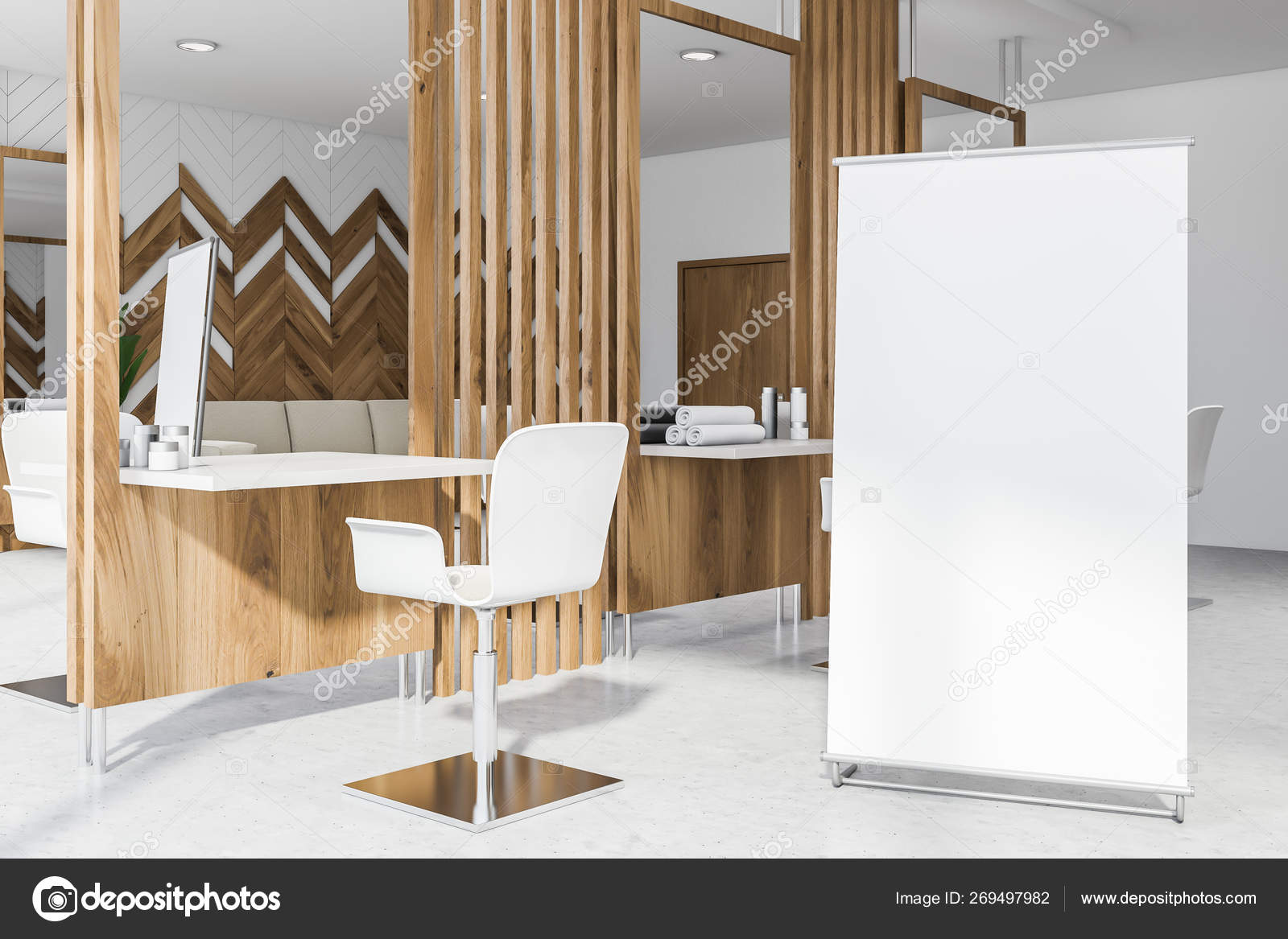 Beauty Salon Interior With Banner Stock Photo