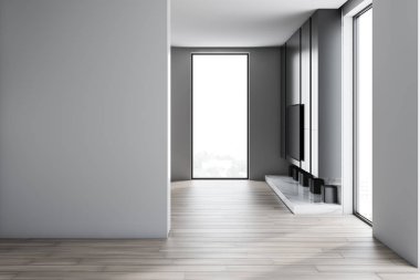 Tv ve duvar kadar alay minimalist oturma odası