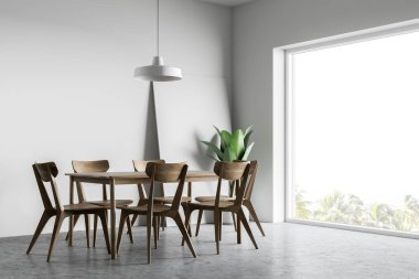 Posterli beyaz panoramik yemek odası