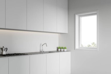 Tezgahlı loft beyaz mutfak