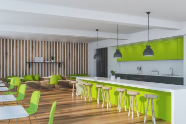 Barlı beyaz ve ahşap bar köşesi