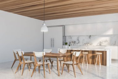 Barlı lüks beyaz mutfak köşesi