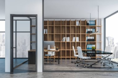 Cam duvar yöneticisi ofis iç