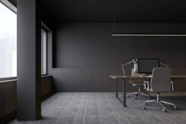 Gri modern ofis işyeri iç