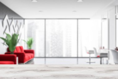 Kırmızı sofalar ile bulanık kuaför salonu iç