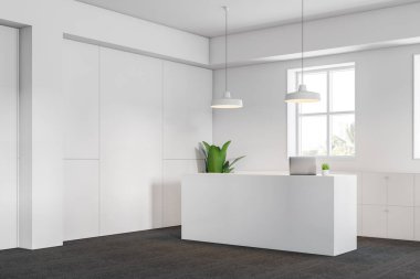 Beyaz resepsiyon ofis lobisinde