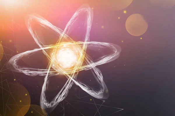 Sarı atom modeli soyut arkaplan — Stok fotoğraf