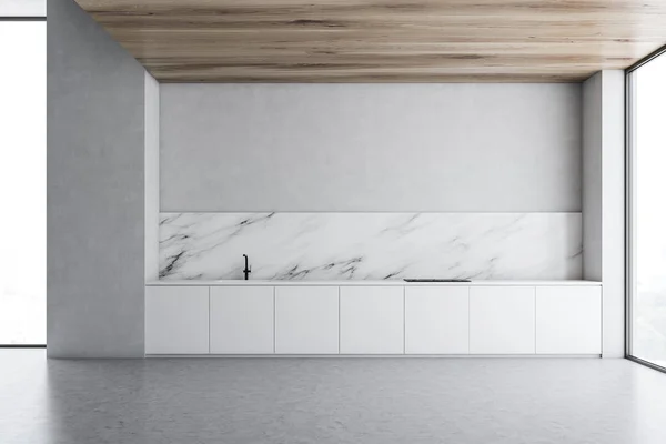 White kitchen interior with white countertops — ストック写真