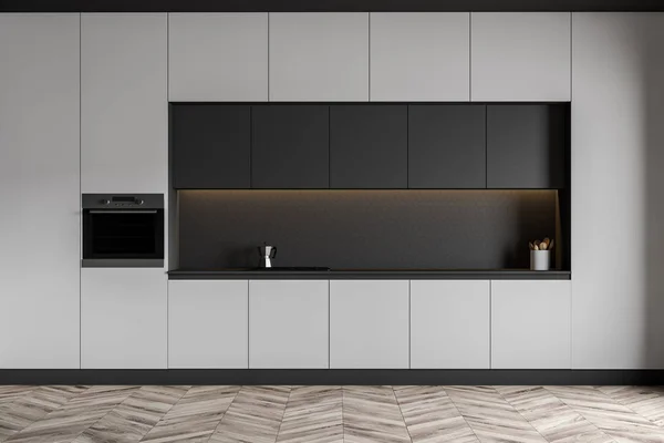 Gray kitchen interior with countertops — Stock Photo, Image