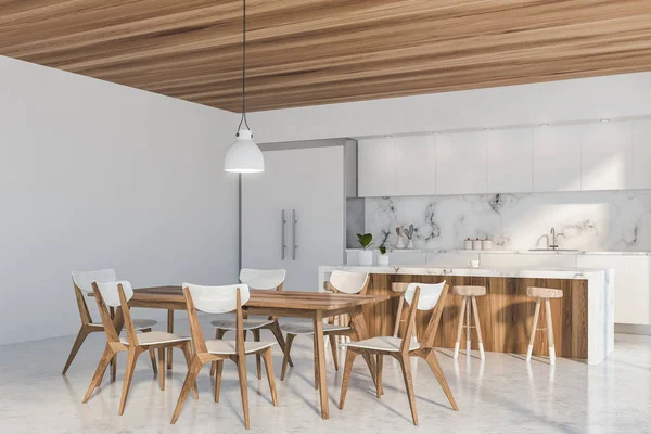 Barlı lüks beyaz mutfak köşesi