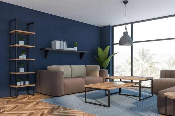 Blue living room corner or office lounge — Stock Photo, Image