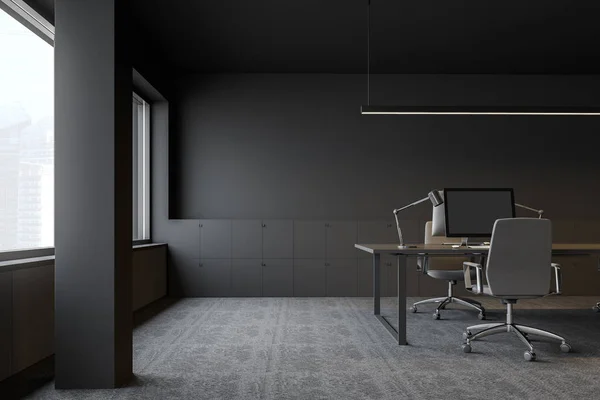 Сірий сучасний офісний інтер'єр — стокове фото