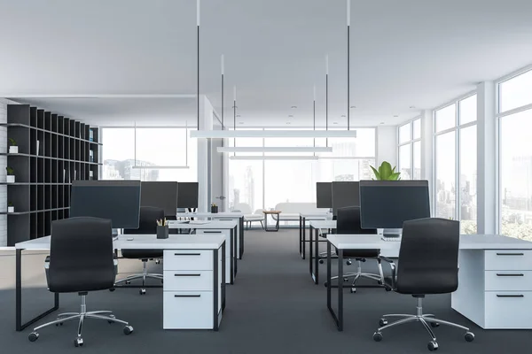 White open space office interior — Stock Photo, Image