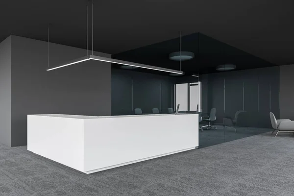 Reception in gray office with conference room — Stock Photo, Image