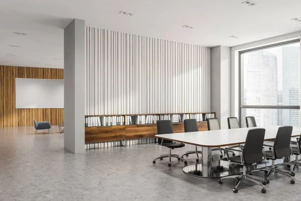 Konferenzraum und Lounge aus weißem Holz — Stockfoto