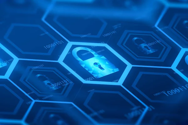 Blauwe online veiligheid digitale knop — Stockfoto
