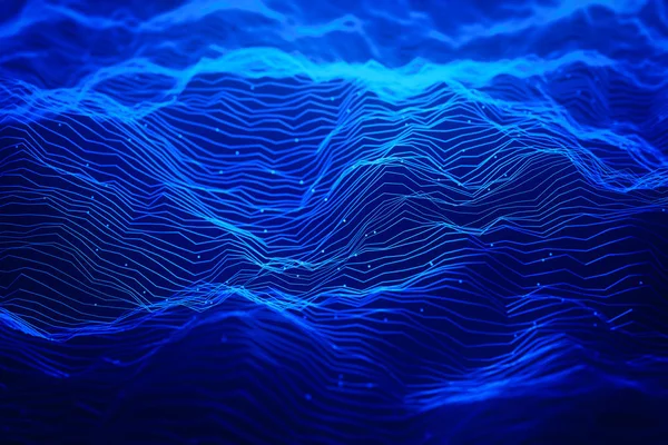 Abstrakt blå Neon ljusvågor bakgrund — Stockfoto